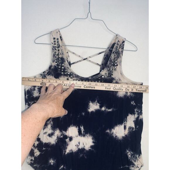 Sz S Forever 21 Tie Dye Top Tank Lattice Back Studs Neckline Boho Hippy Top EUC - Picture 10 of 14